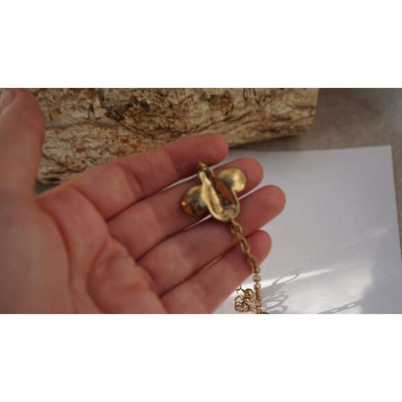 Vintage bee charm bracelet gold tone enamel rhinestone bug 1990s whimsy, 7 inch - Picture 5 of 10